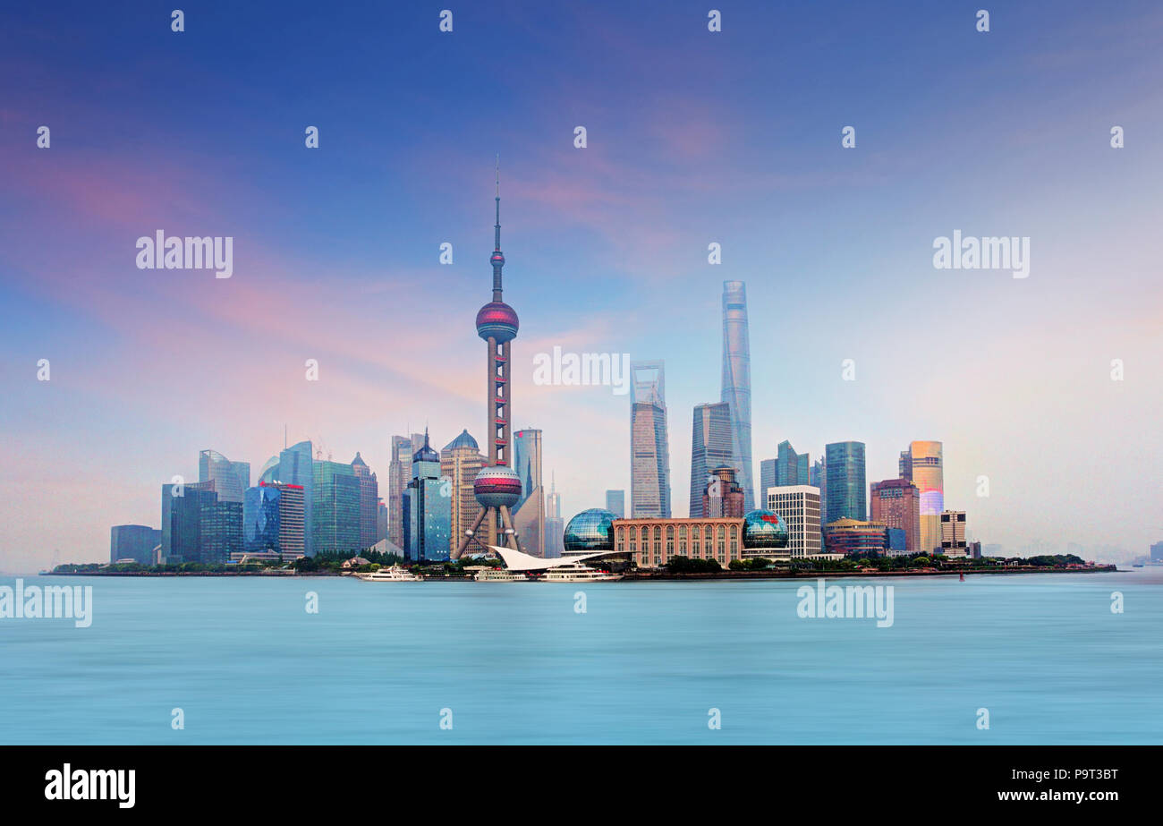 Shanghai skyline pudong blue clouds hi-res stock photography and images ...