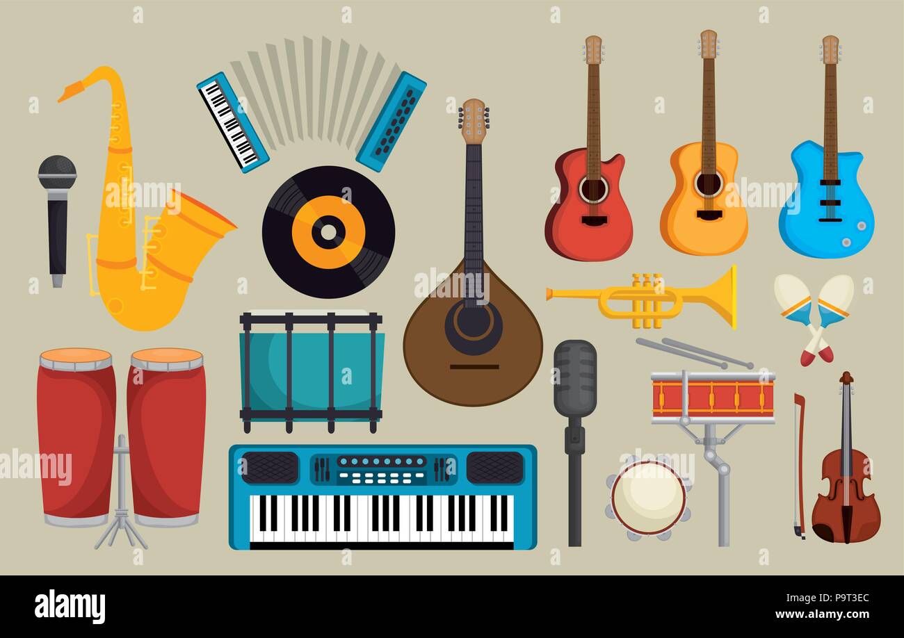 set musical instruments icons vector illustration design Stock Vector ...