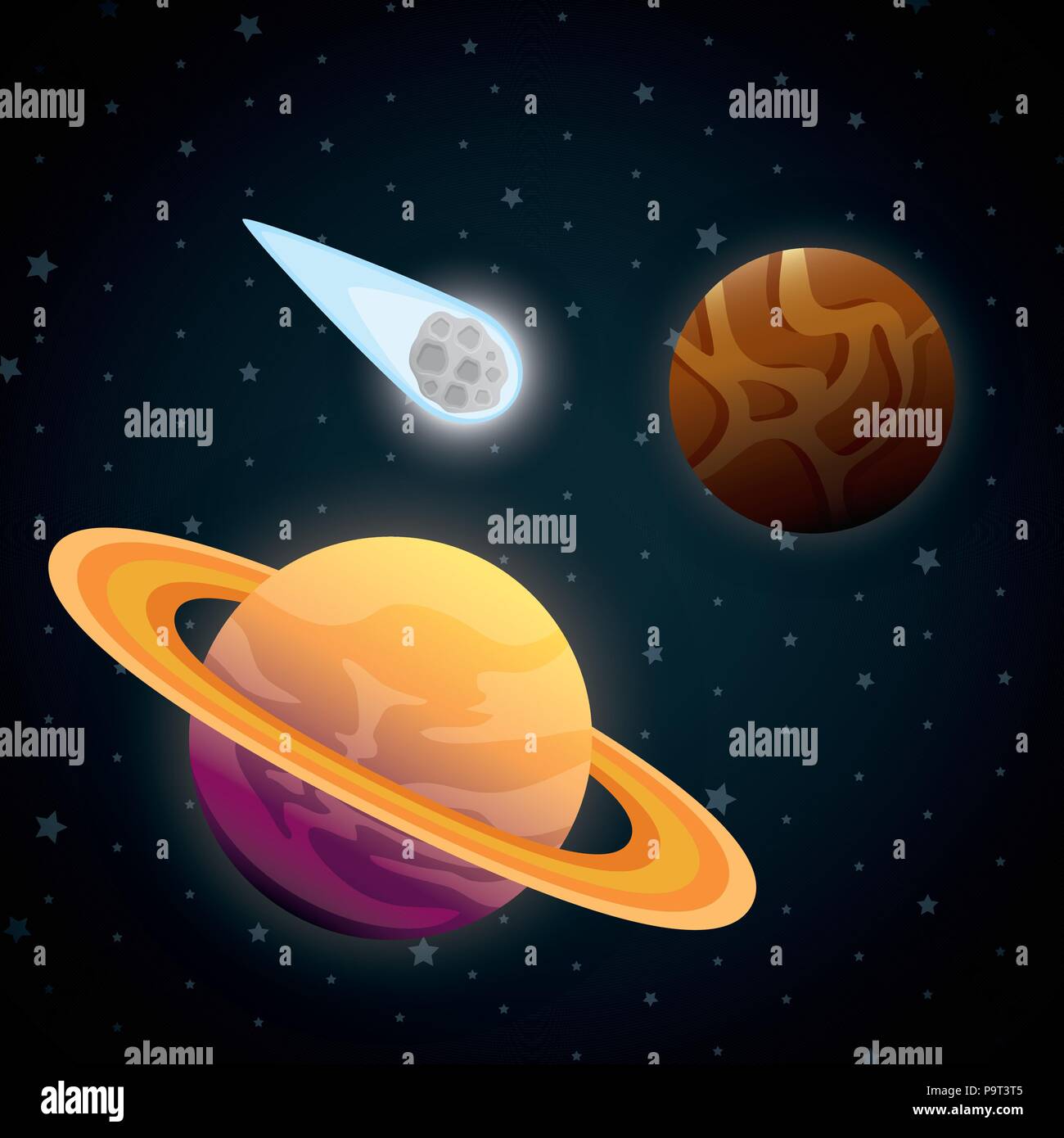 planets of the solar system scene vector illustration design Stock ...