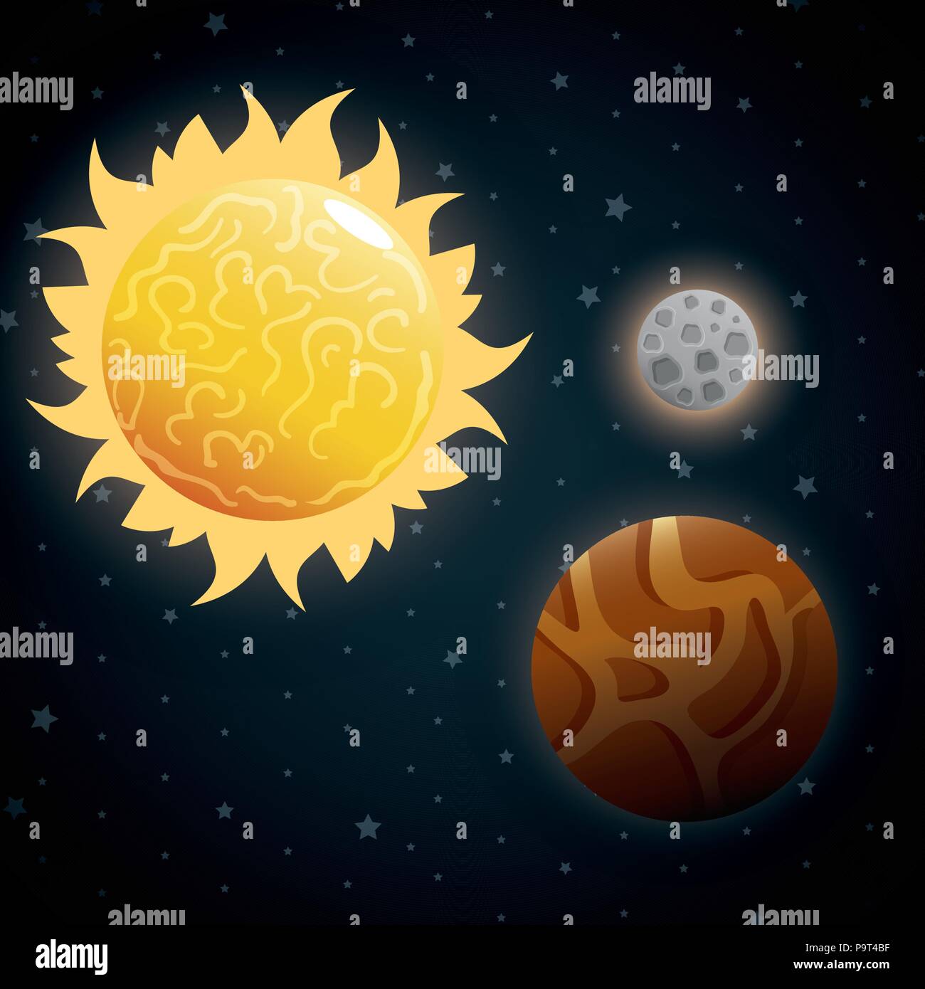 planets of the solar system scene vector illustration design Stock ...