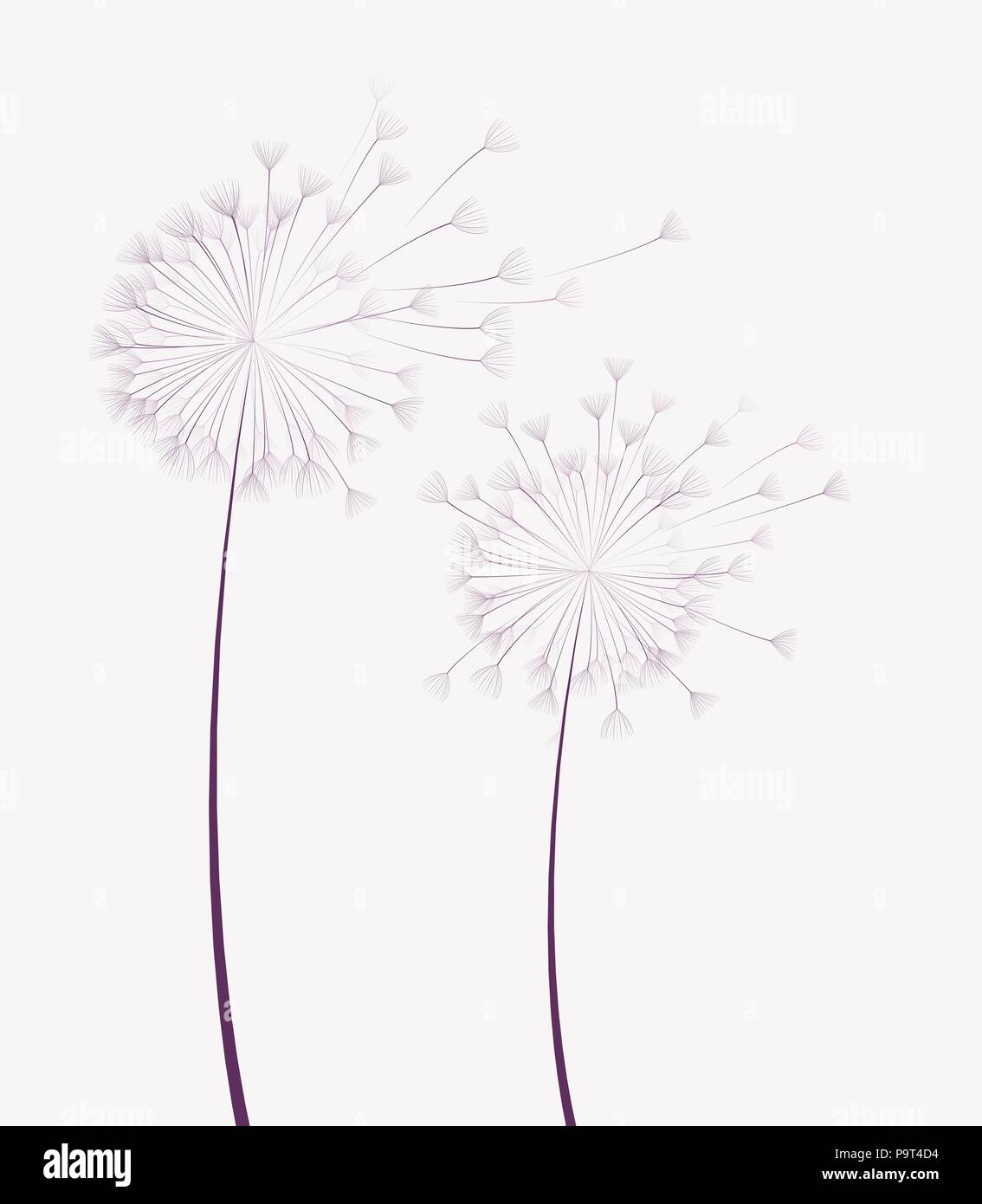 Vector illustration of dandelion flower in motion Stock Vector