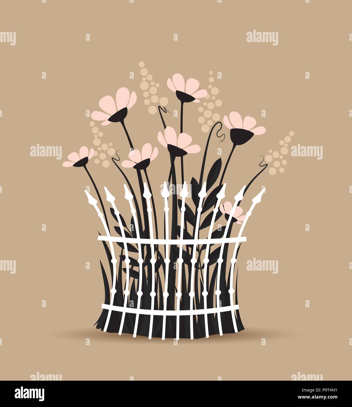 Vector illustration of flowers in a garden, floral background Stock ...