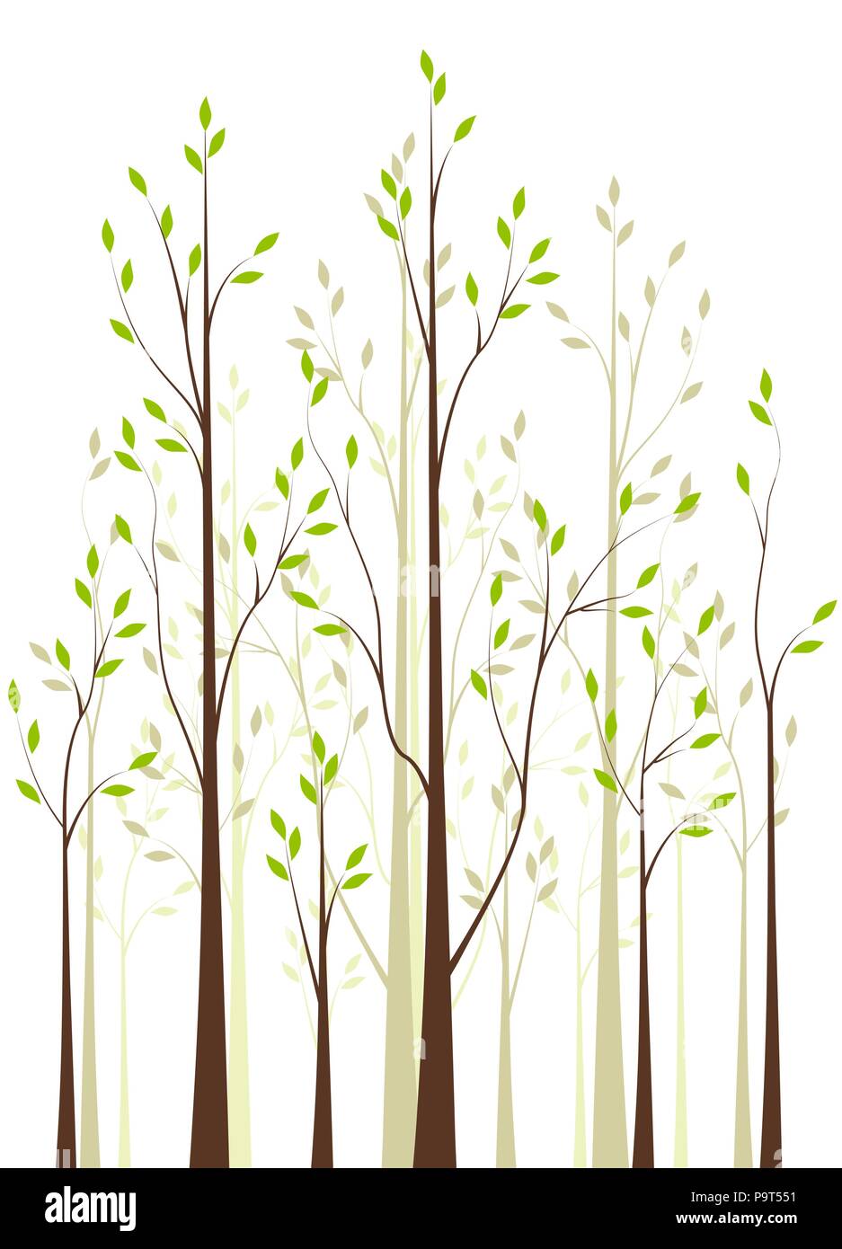 Trees with green leaves on white background Stock Vector Image & Art ...
