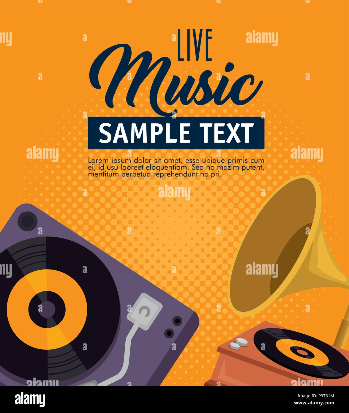 Gramophone Label gramophone musical festival label vector illustration design Stock ...