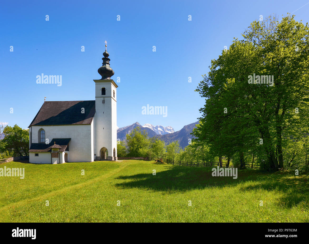 Austria Alps church in village Golling Stock Photo - Alamy