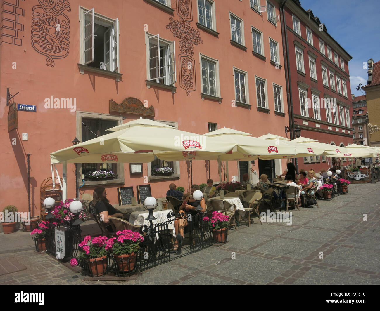 Terrace of  Zapiecek restaurant, Nowy Swiat, Warsaw, poland Stock Photo