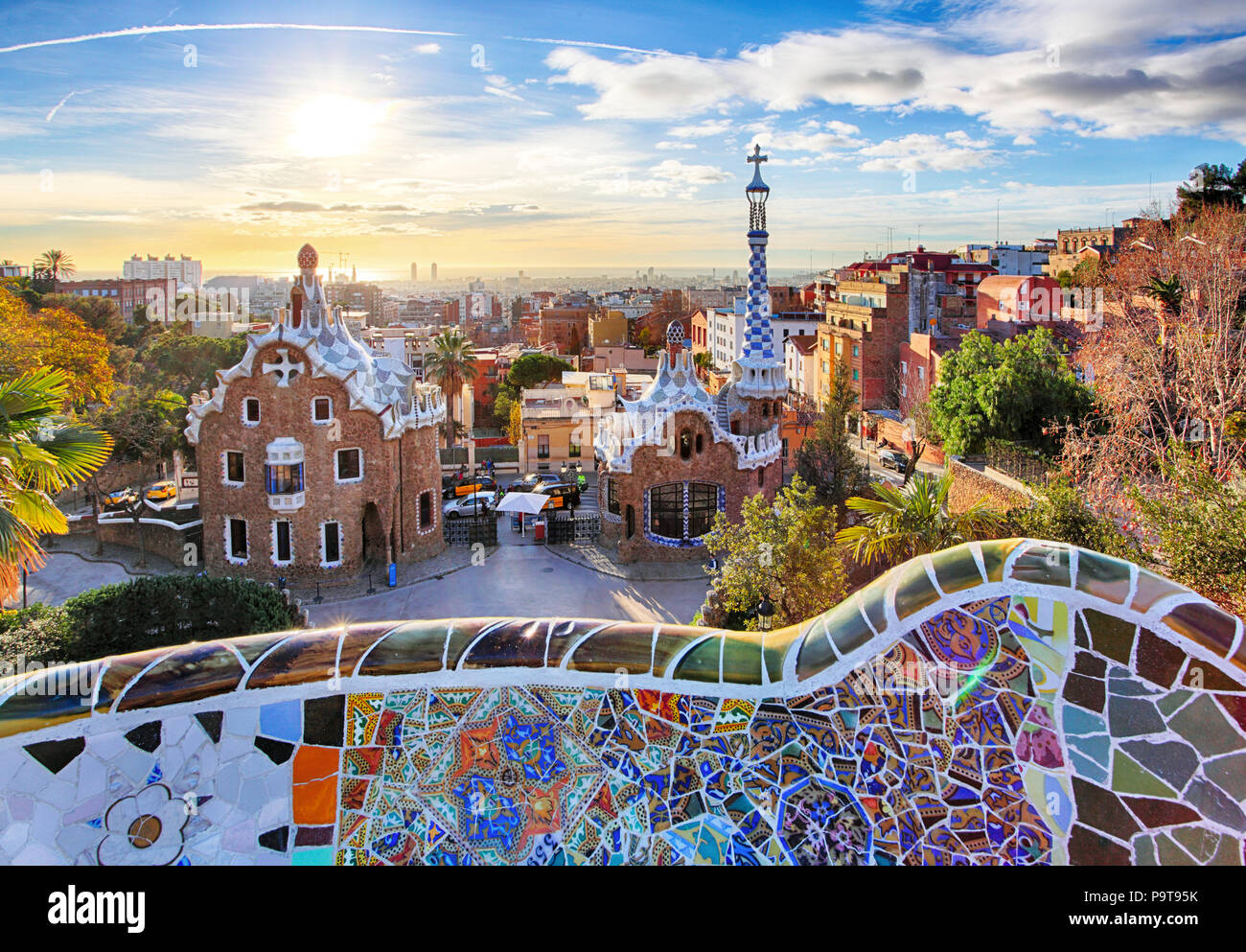 barcelona-park-guell-spain-stock-photo-alamy