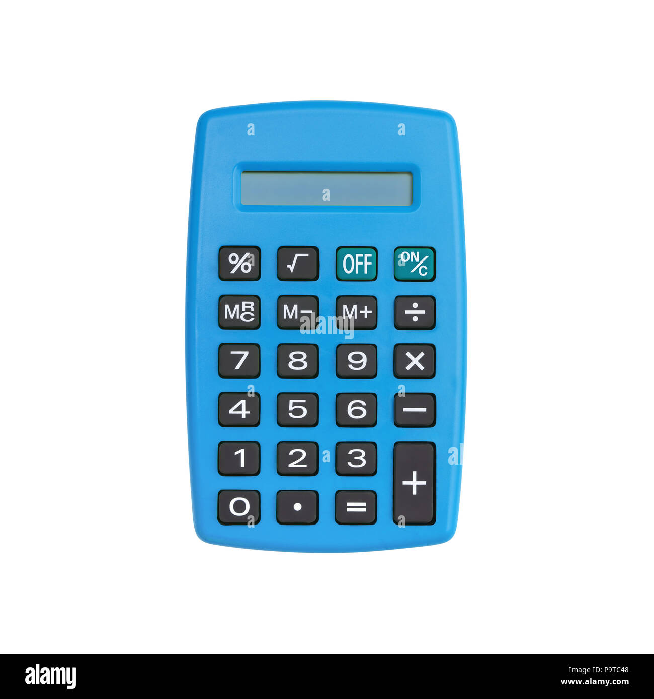 Blue calculator isolated on white background with clipping path Stock