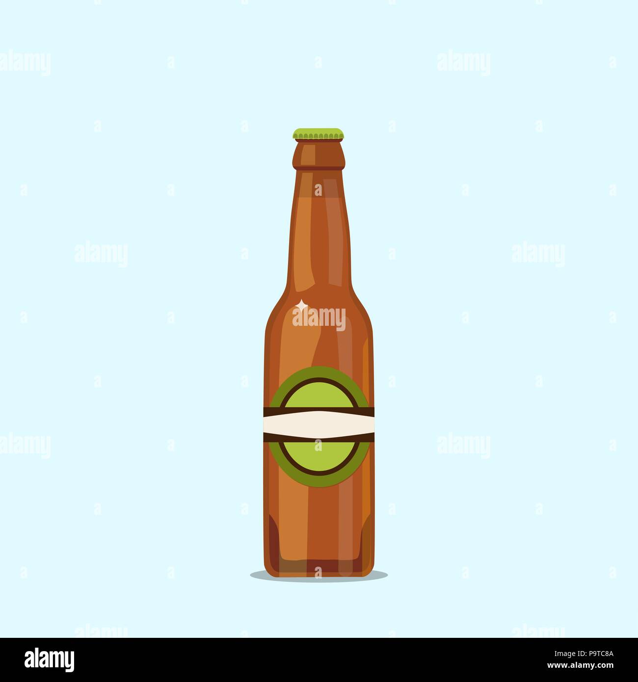 Attractive beer bottle on a blue background. Vector illustration Stock Vector