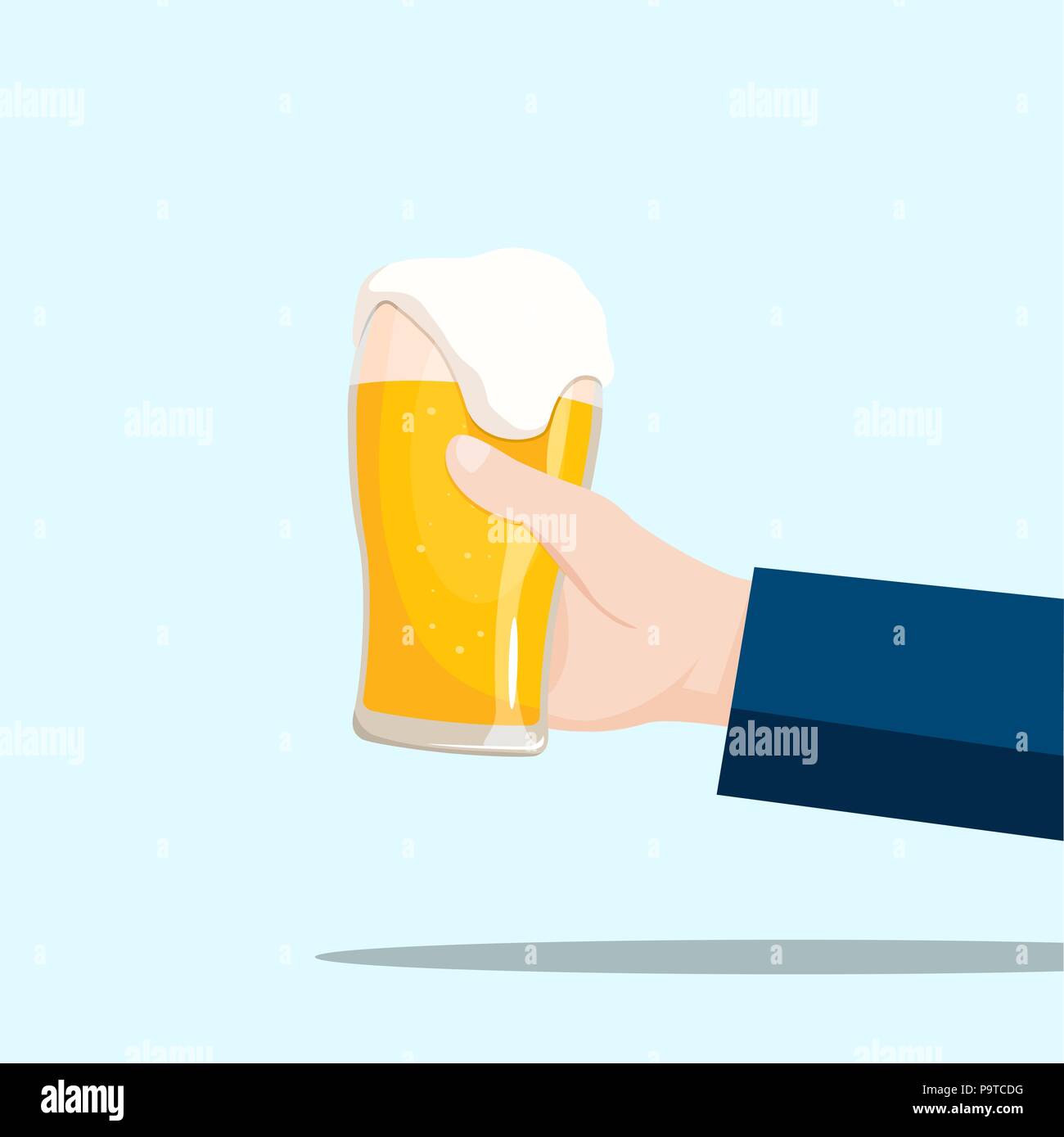 Right Hand Holding A Beer Glass On A Blue Background Vector Illustration Stock Vector Image Art Alamy Right Hand Holding A Beer Glass On A Blue Background Vector Illustration Stock Vector Image Art Alamy