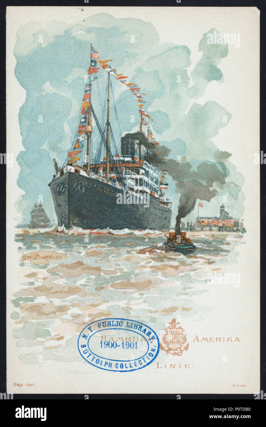 545 DINNER (held by) HAMBURG-AMERIKA LINIE (at) SS GRAF WALDERSEE (SS;) (NYPL Hades-272475-475443) Stock Photo