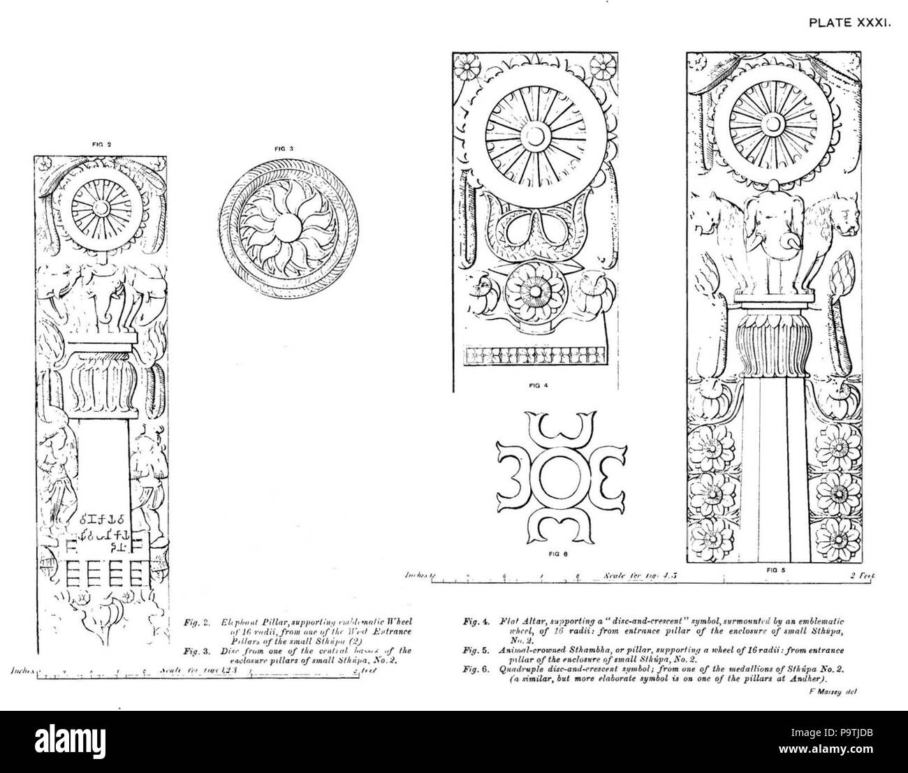378 Decorative elements from Stupa No 2 at Sanchi Stock Photo