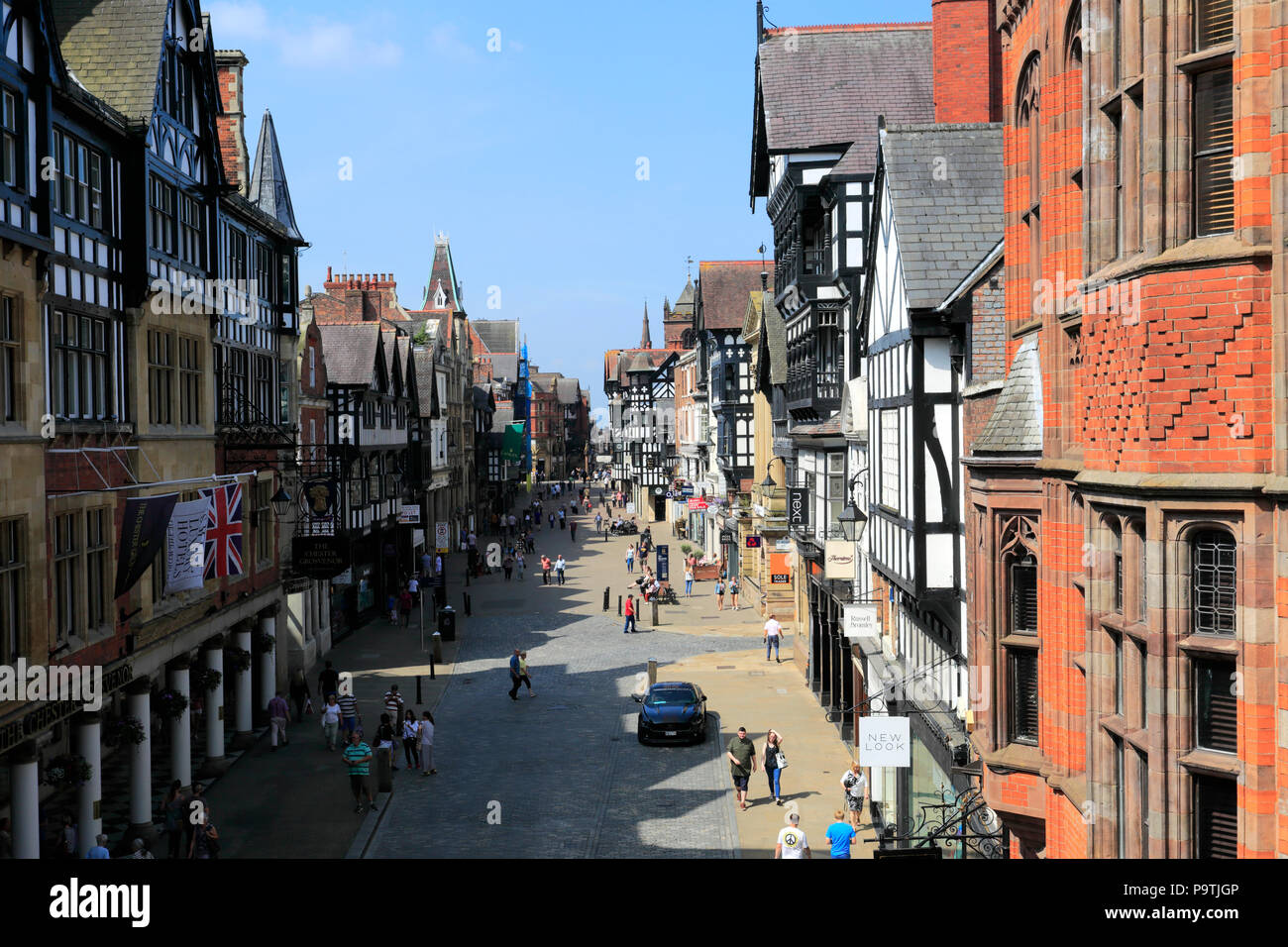 Architectural building styles, Eastgate Street, Chester City, Cheshire