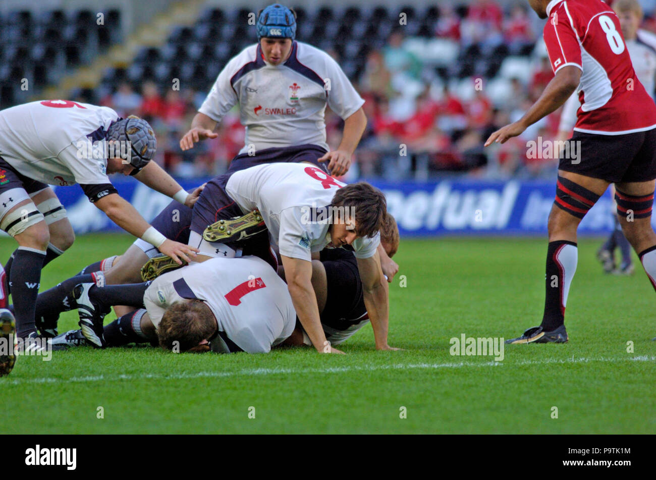 Sam Warburton of Wales in action at The Junior Rugby World Cup pool D matches at the Liberty Stadium in Swansea in 2008. Stock Photo