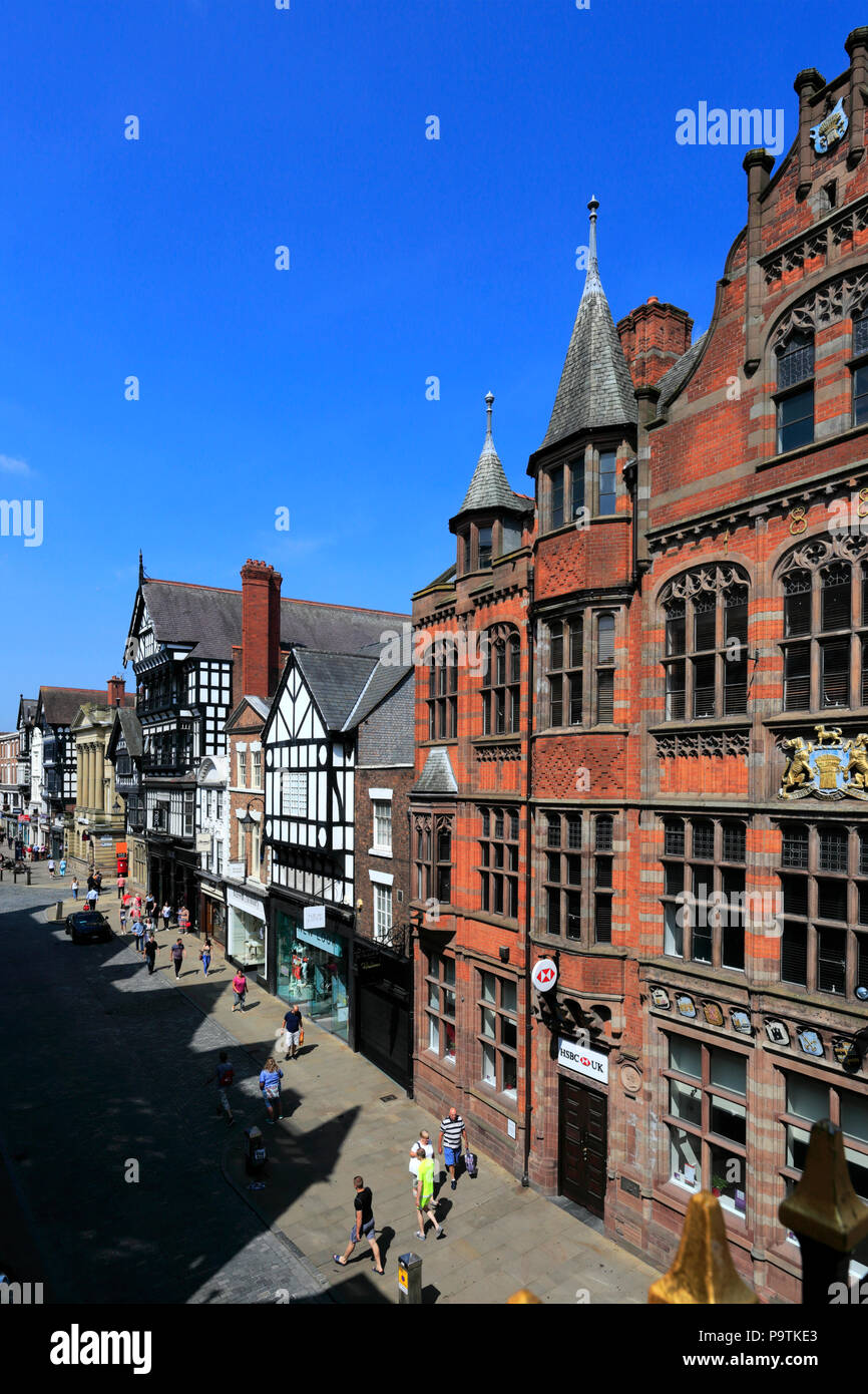 Architectural building styles, Eastgate Street, Chester City, Cheshire, England Stock Photo Alamy