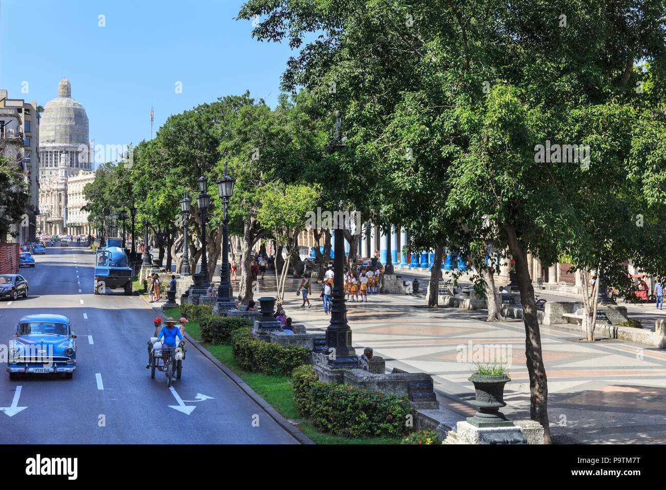 Paseo del Prado, Paseo de Marti, popular boulevard in Habana Vieja, Havana, Cuba Stock Photo