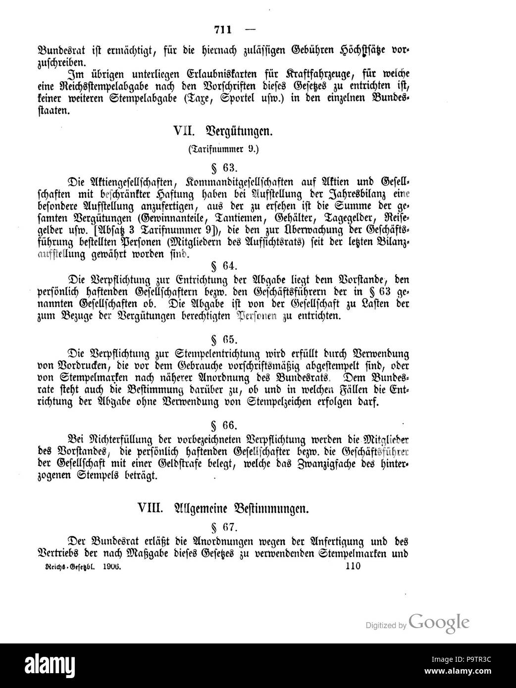 420 Deutsches Reichsgesetzblatt 1906 033 711 Stock Photo