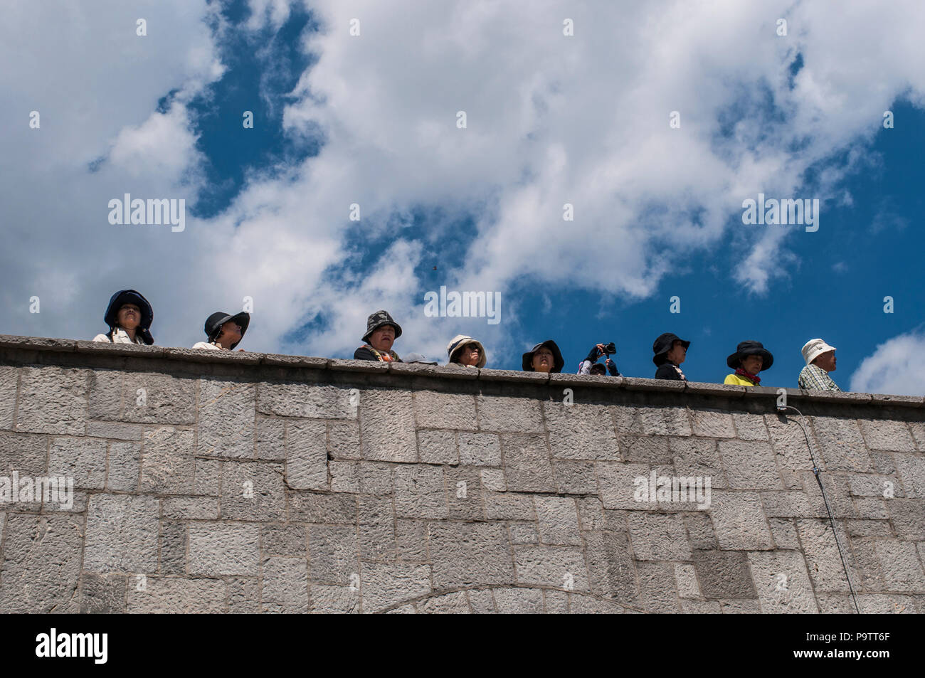 Slovenia, Europe: a group of Chinese tourists visiting the Ljubljana Castle (Ljubljanski grad), former medieval fortress of the 11th century Stock Photo