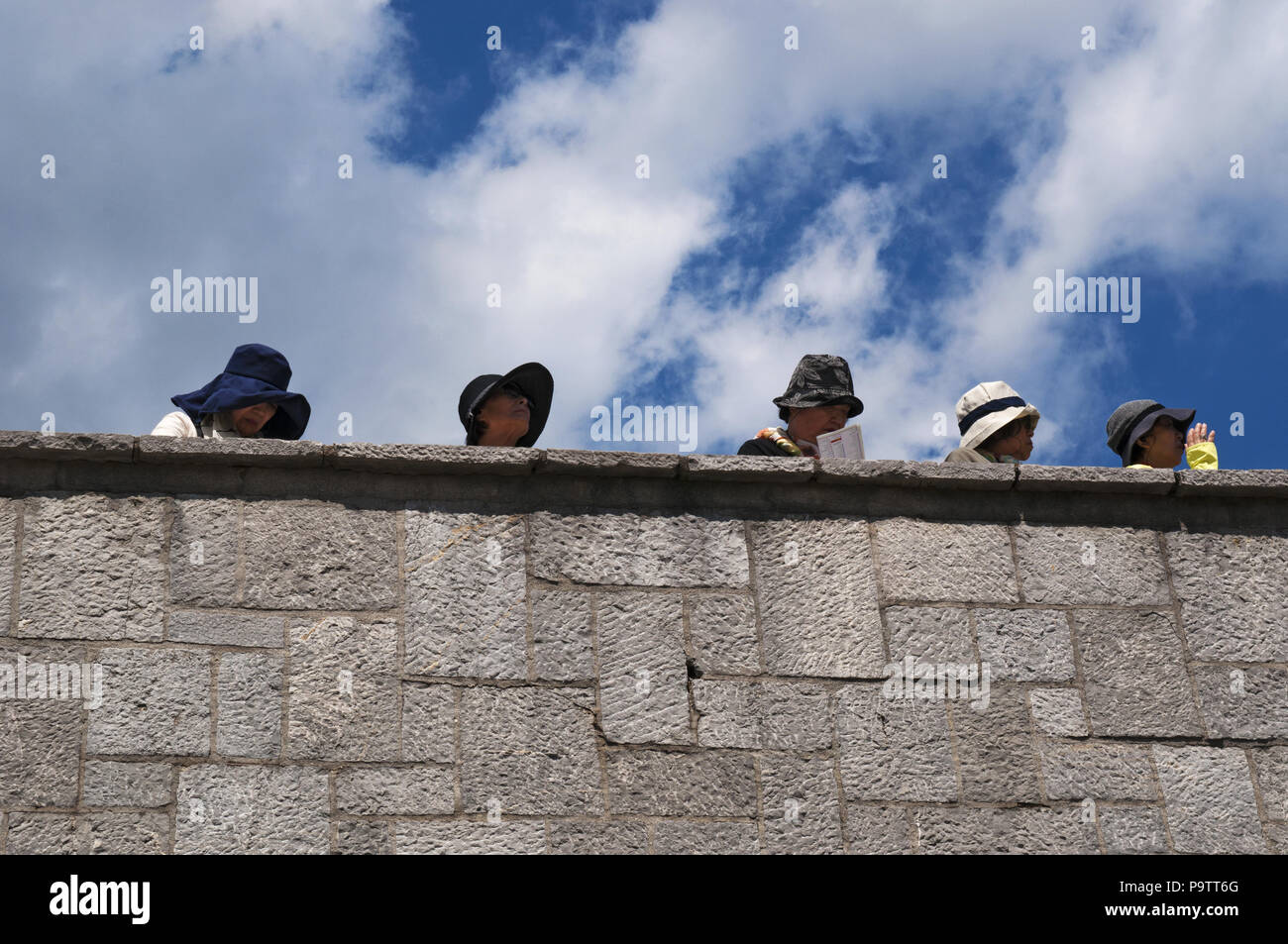 Slovenia, Europe: a group of Chinese tourists visiting the Ljubljana Castle (Ljubljanski grad), former medieval fortress of the 11th century Stock Photo