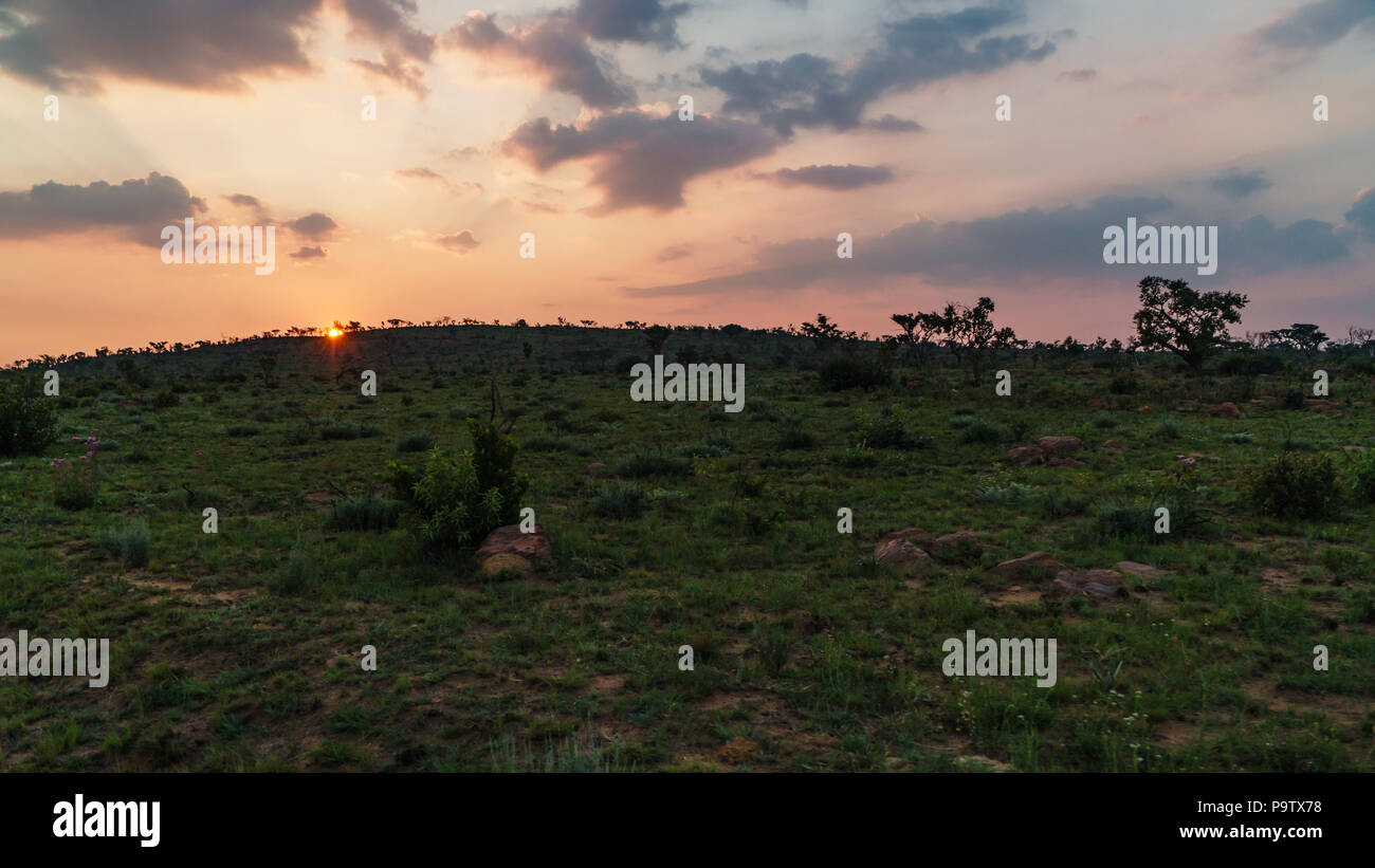 Sunset behind the Waterberg in South Africa Stock Photo Alamy