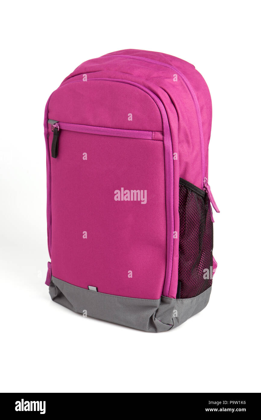 A pink backpack isolated on white background Stock Photo Alamy