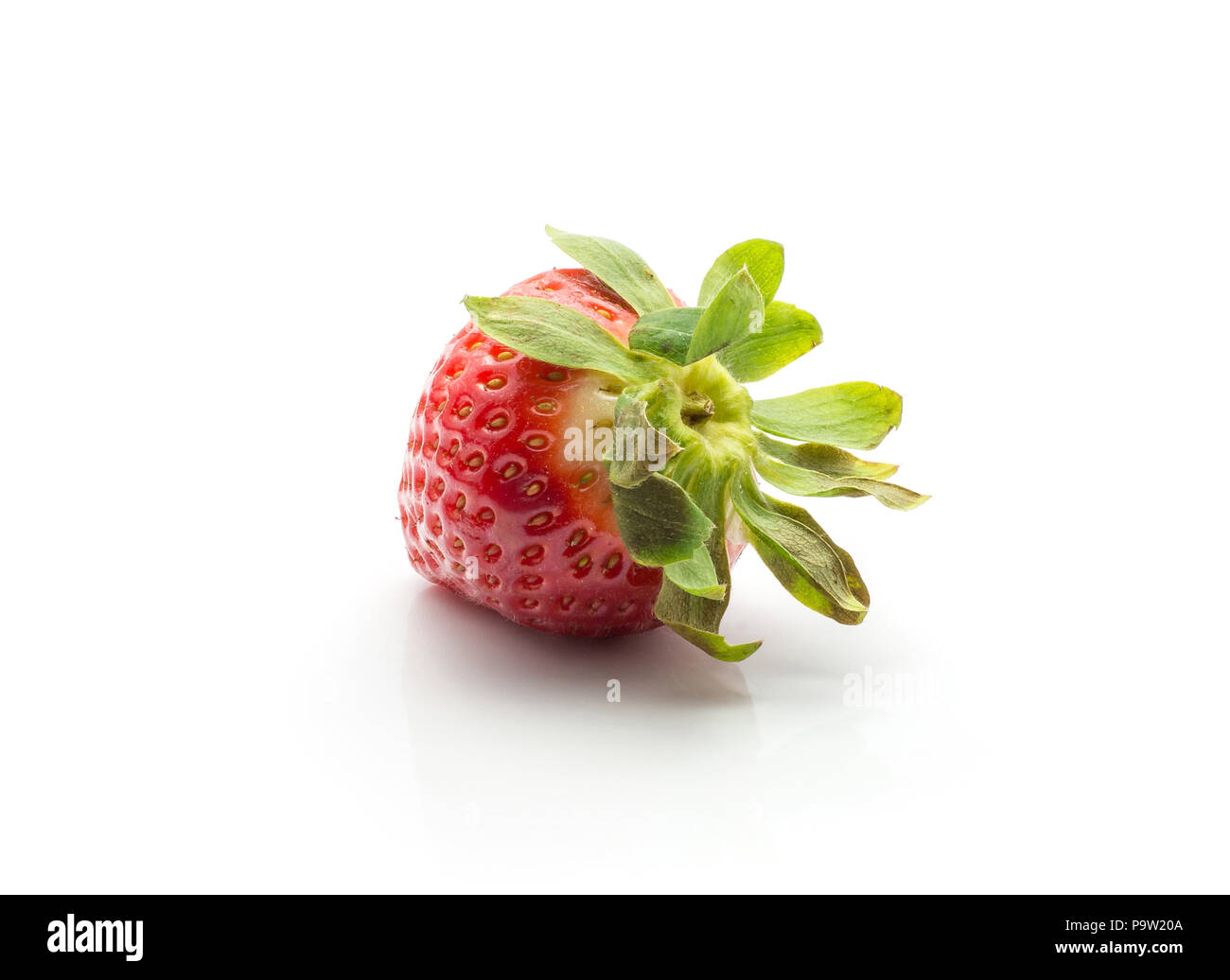 One garden strawberry isolated on white background ripe fresh Stock Photo