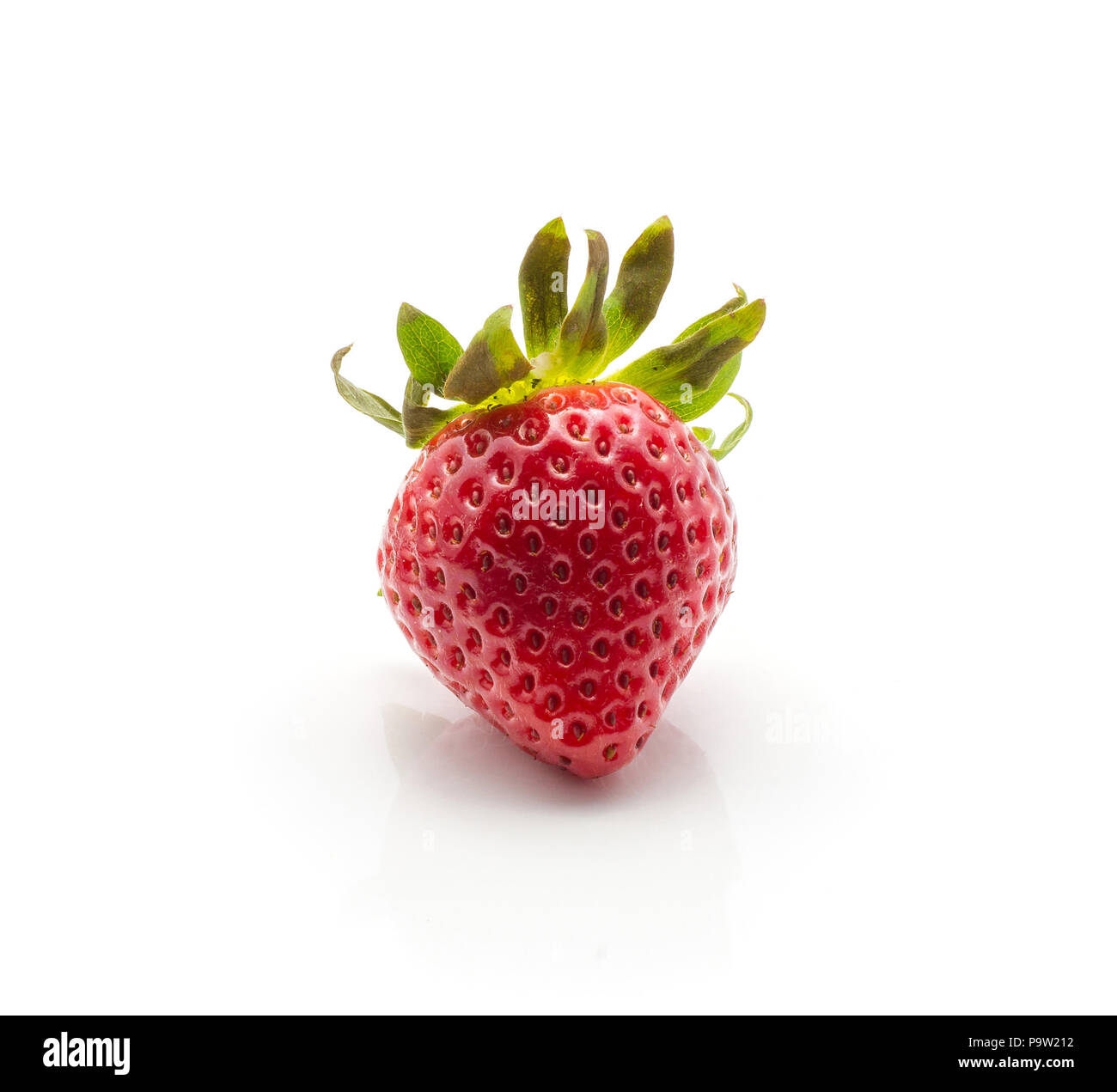 One garden strawberry isolated on white background fresh Stock Photo