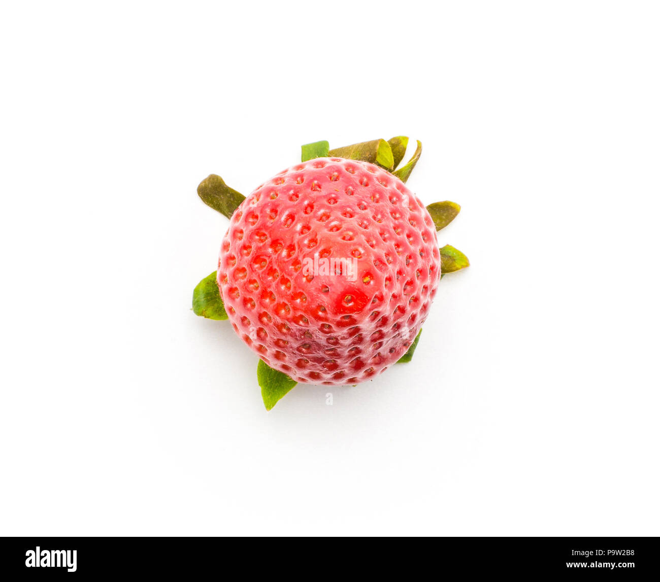 One garden strawberry top view isolated on white background Stock Photo