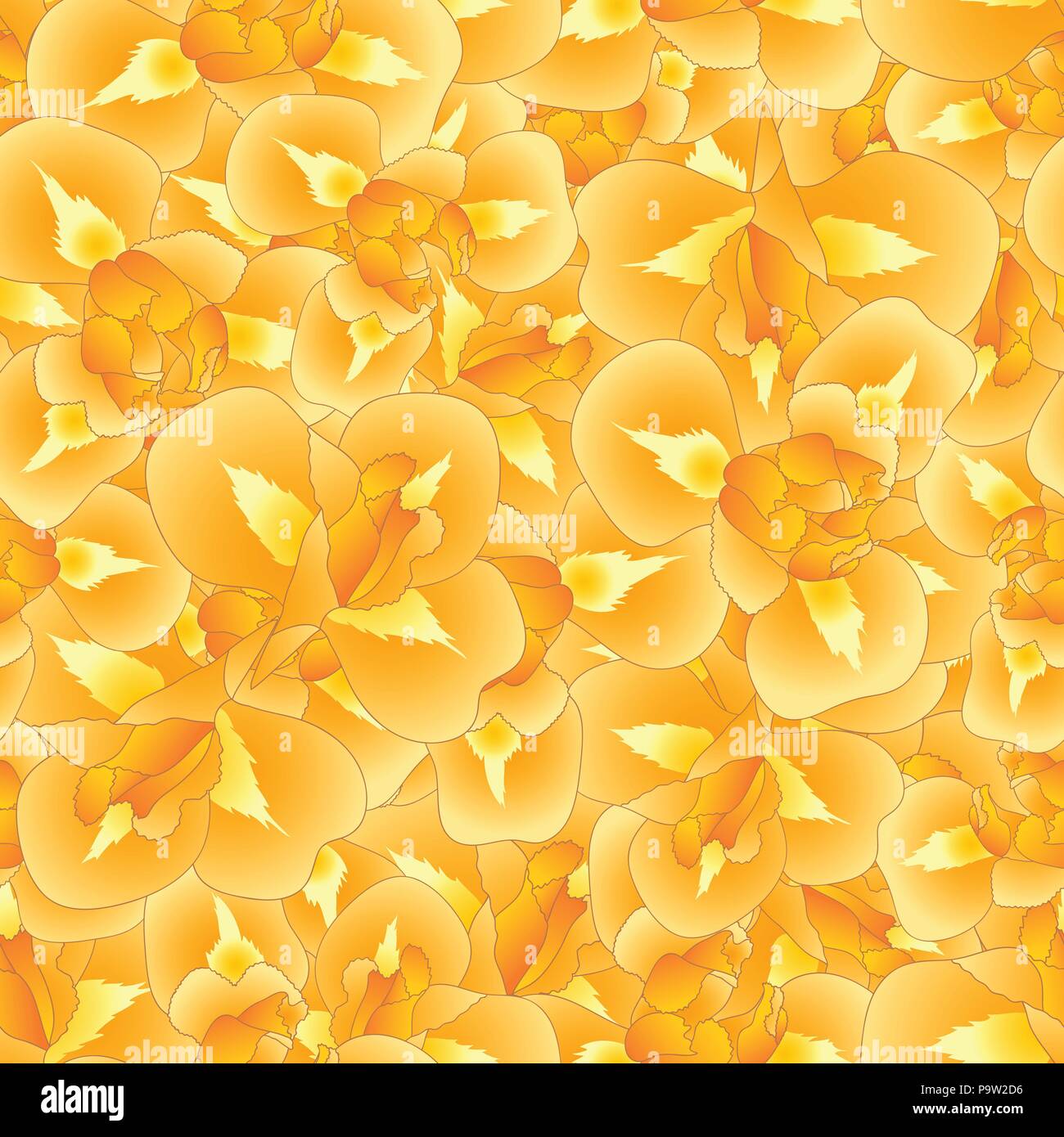 Orange Iris Flower Seamless Background. Vector Illustration. Stock Vector