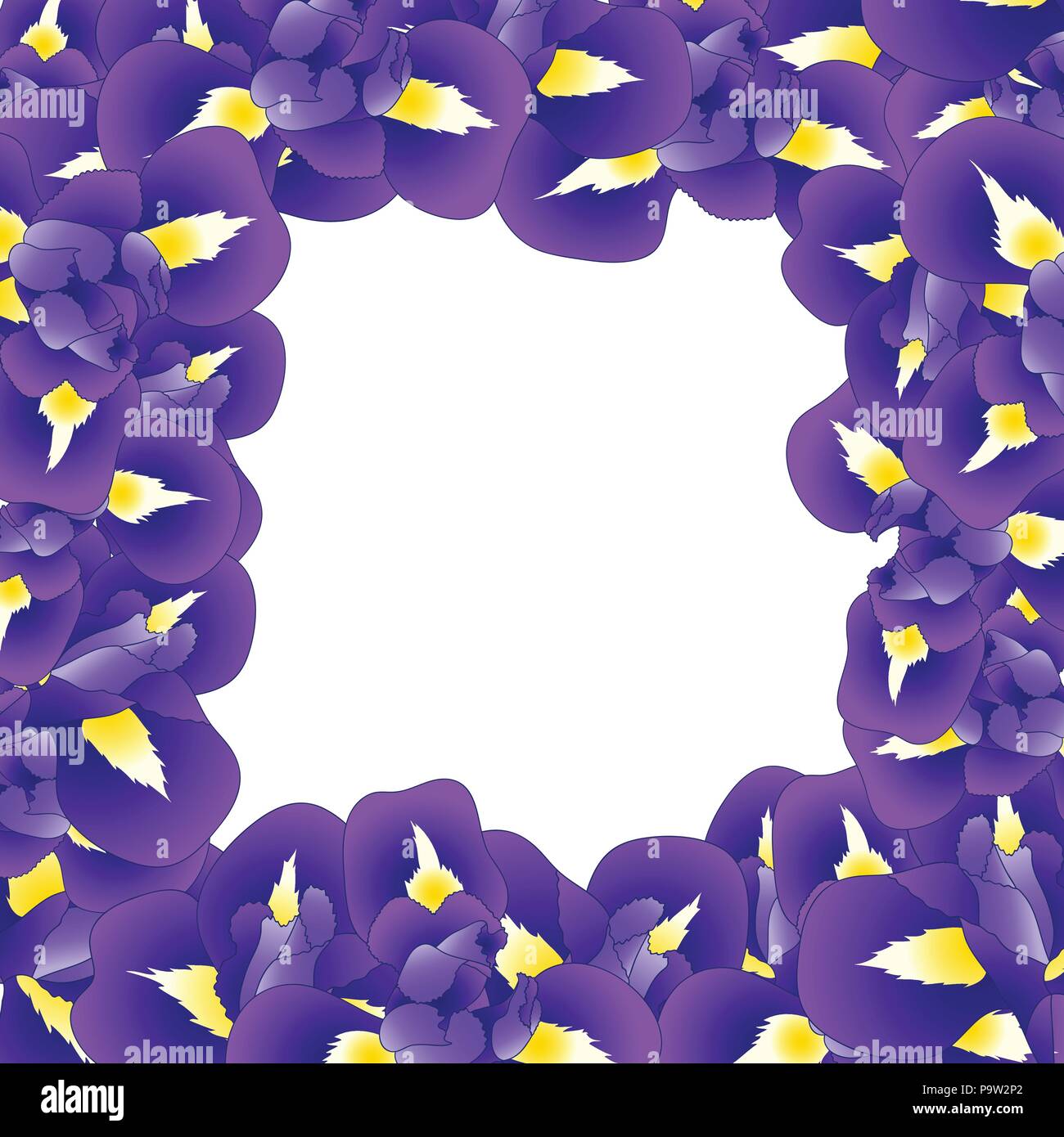 Dark Blue Purple Iris Flower Border. Vector Illustration. Stock Vector