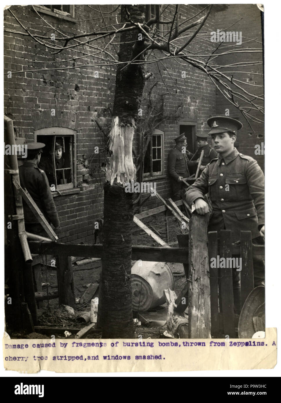 369 Damage caused by fragments of bursting bombs, thrown from zeppelins (Photo 24-28) Stock Photo