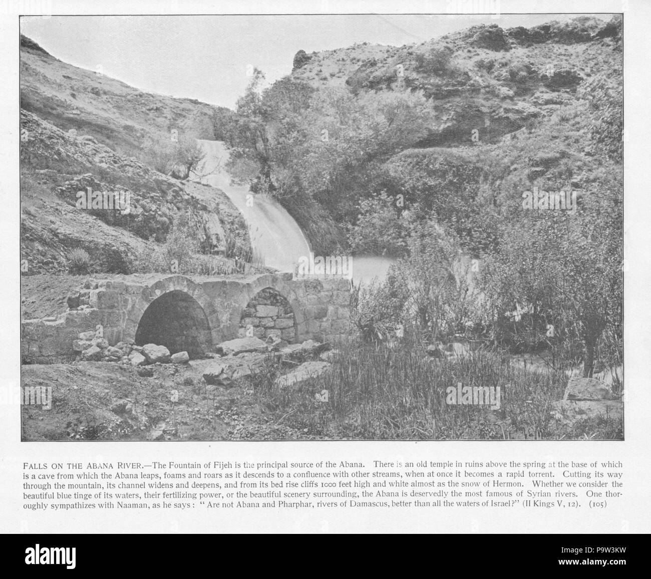 369 Damascus, Falls of the Abama River. 105.Holy land photographed. Daniel B. Shepp. 1894 Stock Photo