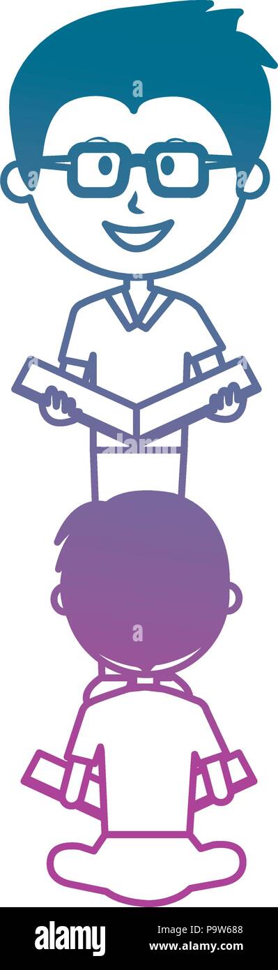 man teacher with boy student vector illustration design Stock Vector ...
