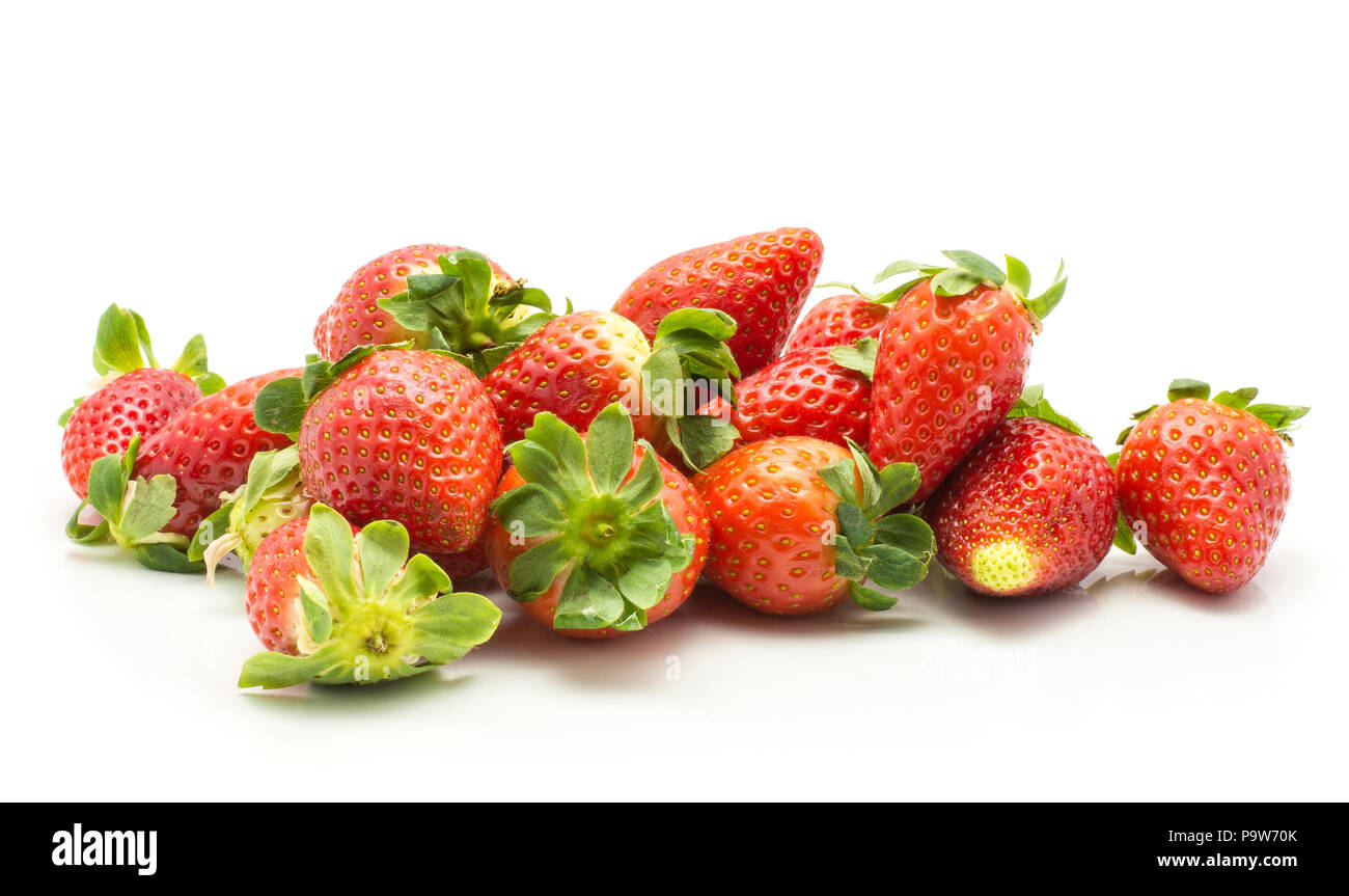 Fresh strawberries stack isolated on white background Stock Photo