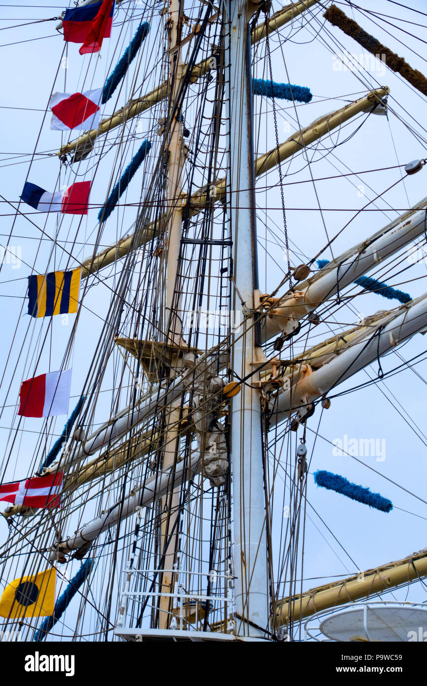 Tall ship masts and rigging Stock Photo