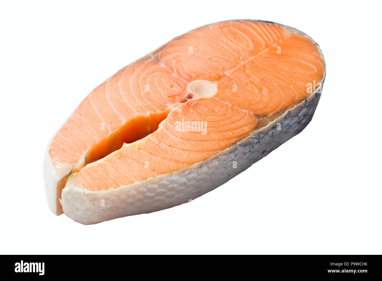 A piece of fresh raw salmon fish on a white background isolated Stock ...