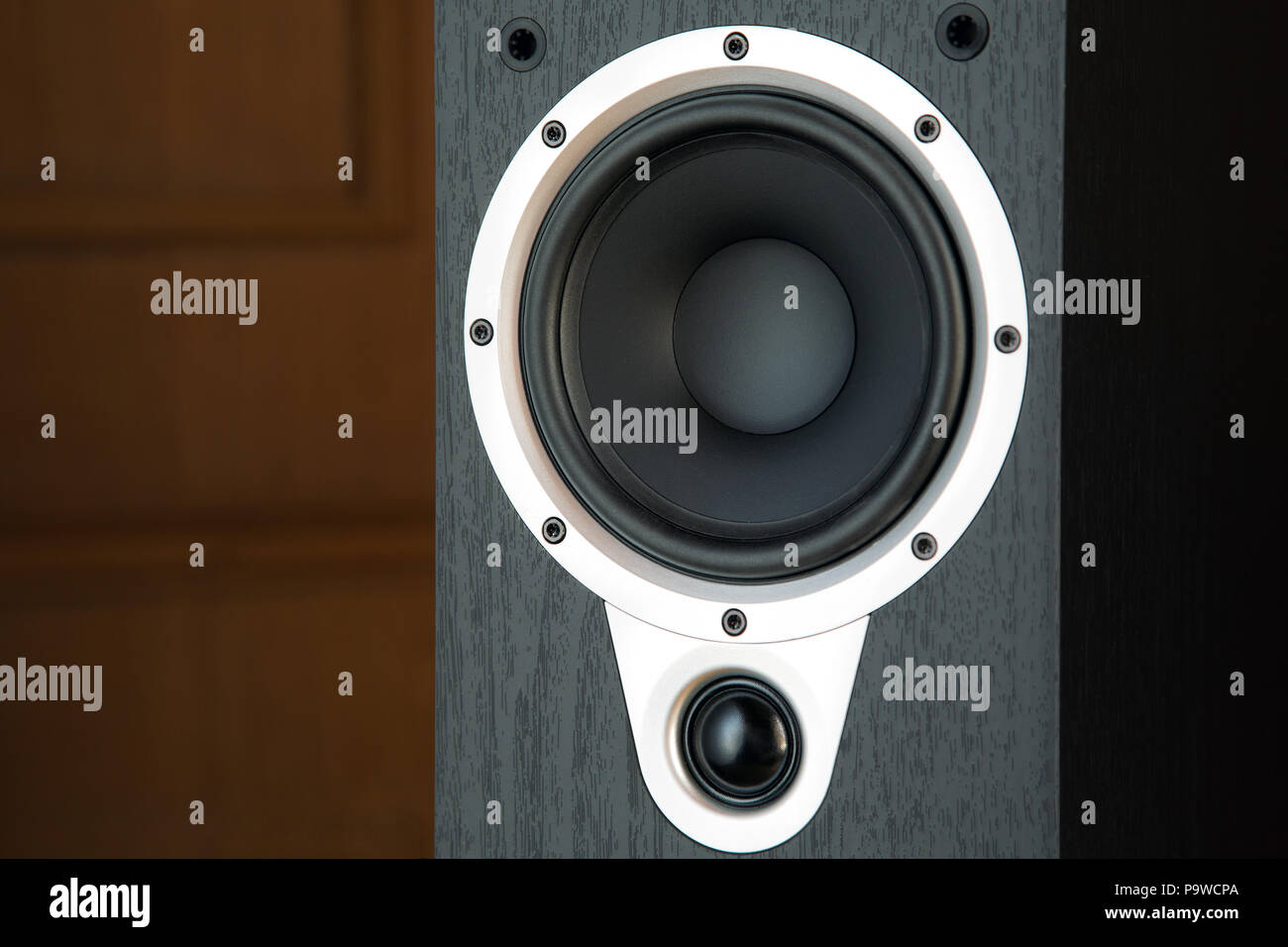 black speaker system close-up Stock Photo