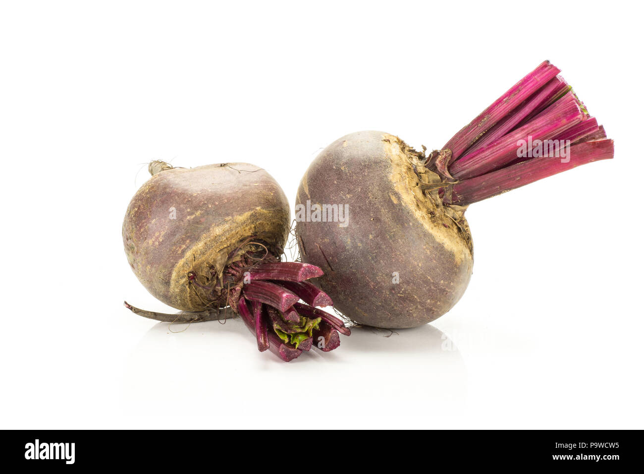 Red beet two young bulbs isolated on white background Stock Photo