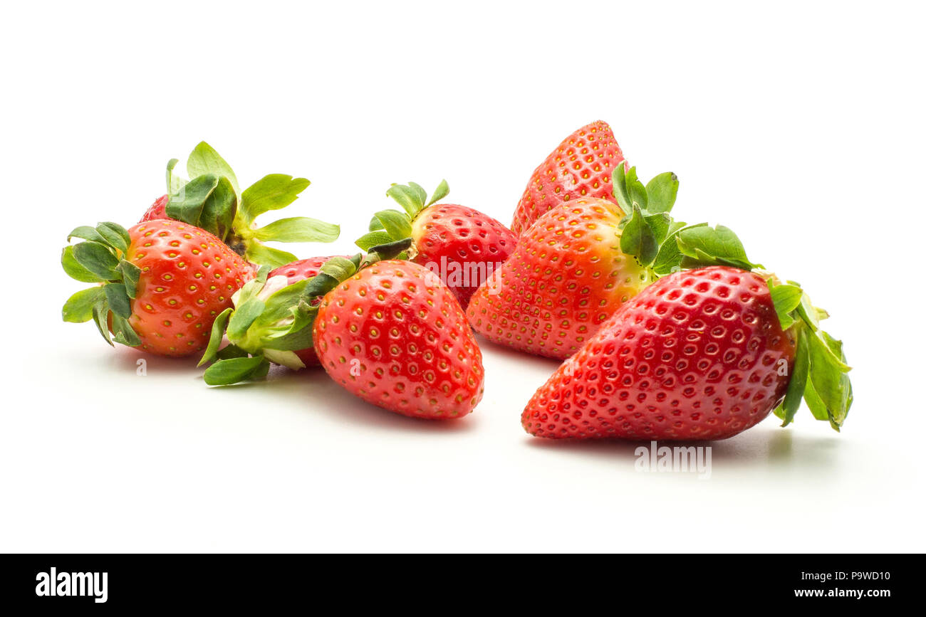 Fresh strawberries set isolated on white background Stock Photo