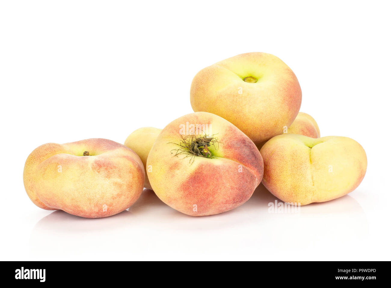 Ripe Saturn peaches isolated on white background Stock Photo Alamy