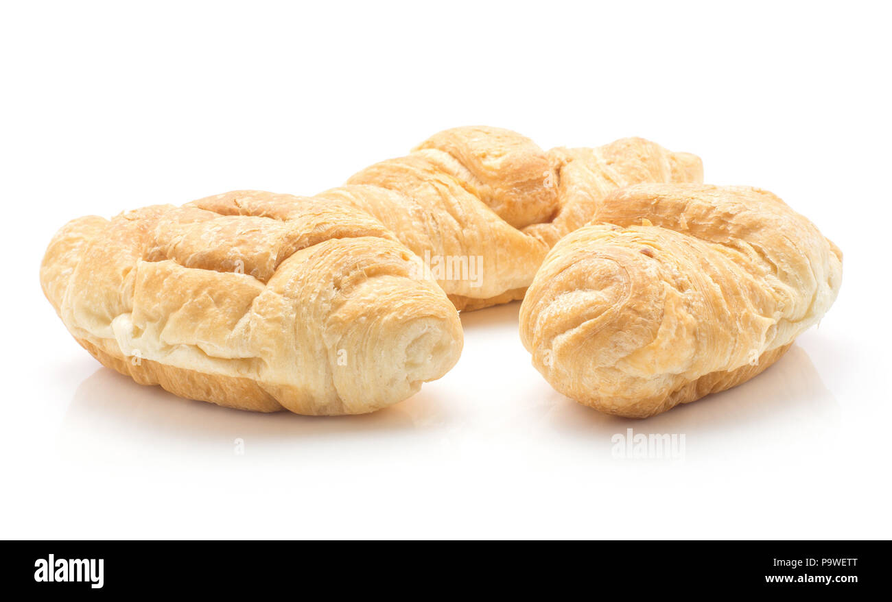 Three croissants or cornetto isolated on white background Stock Photo