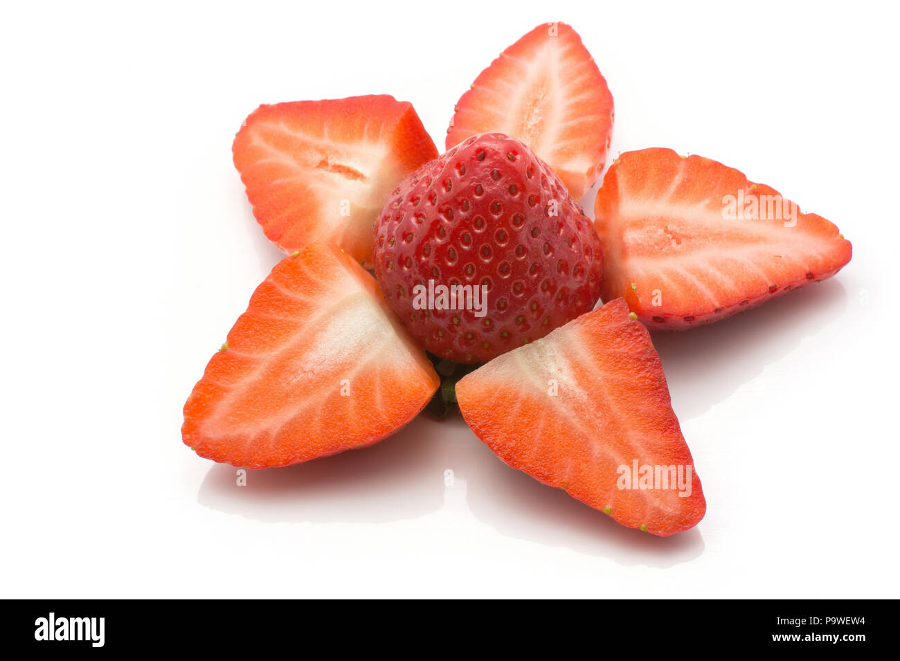 Garden strawberry star flower isolated on white background Stock Photo