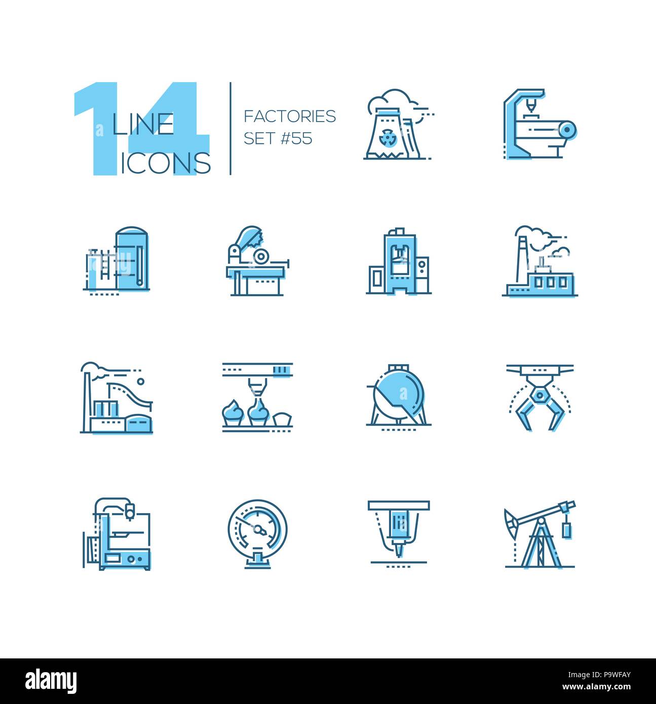 Factories - modern thin line design icons set Stock Vector Image & Art ...