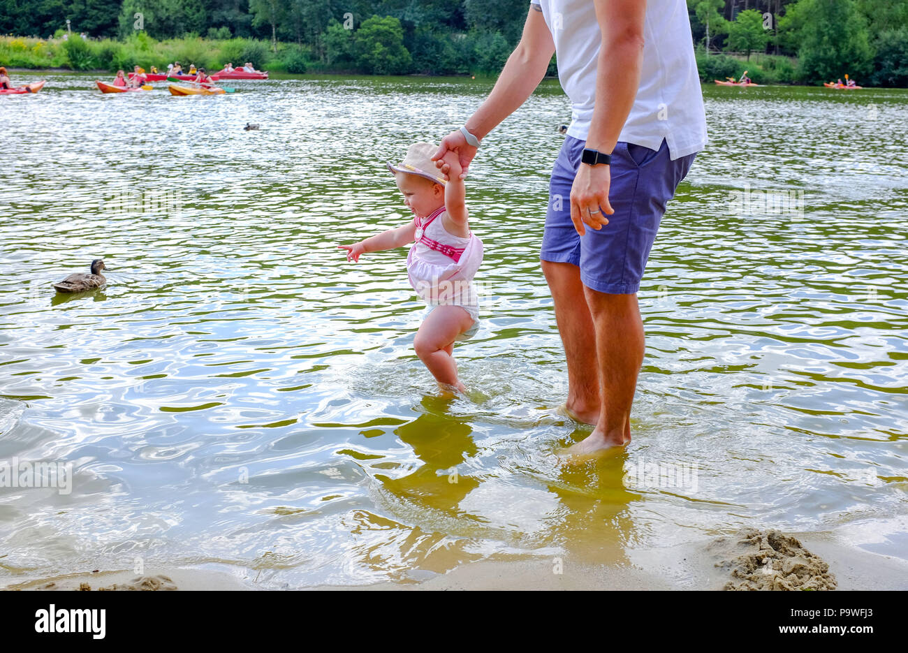 Center Parcs Longleat Forest Wiltshire - Family fun on holiday by the lake Stock Photo