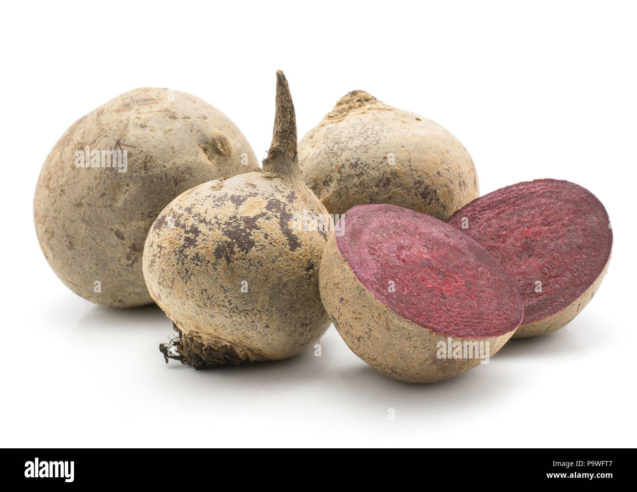 Beetroot (raw red beet) set isolated on white background three bulbs ...