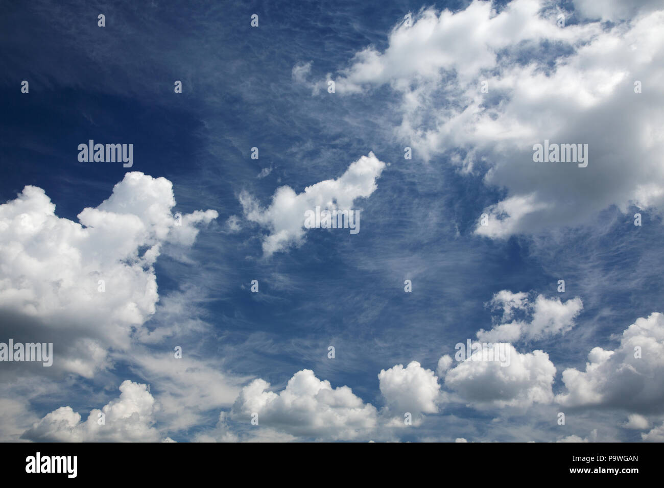 blue sky background with white clouds Stock Photo