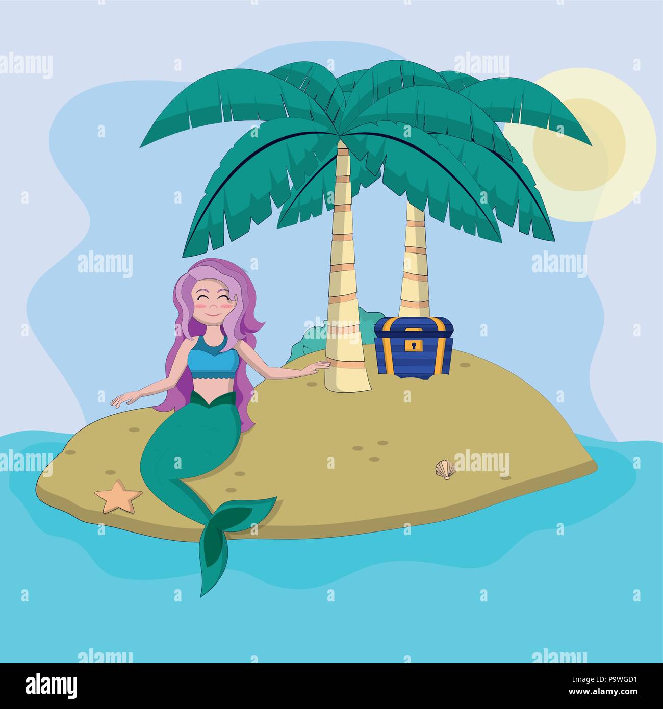 Beautiful and magic mermaid cartoon Stock Vector Image & Art - Alamy