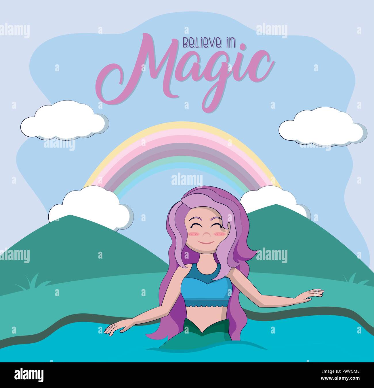 Beautiful and magic mermaid cartoon Stock Vector Image & Art - Alamy