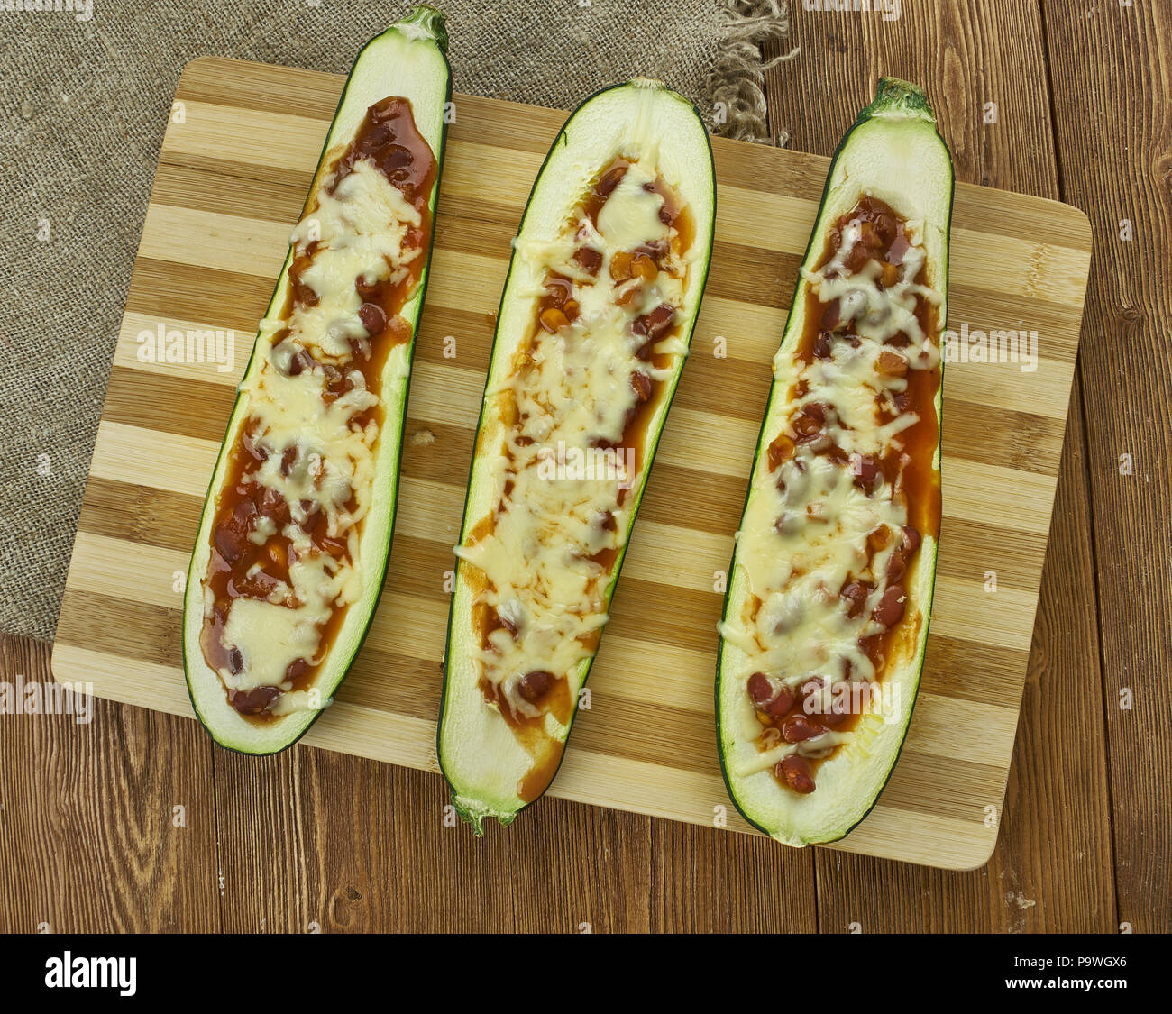 Mexican Zucchini Burrito Boats Close Up Stock Photo Alamy