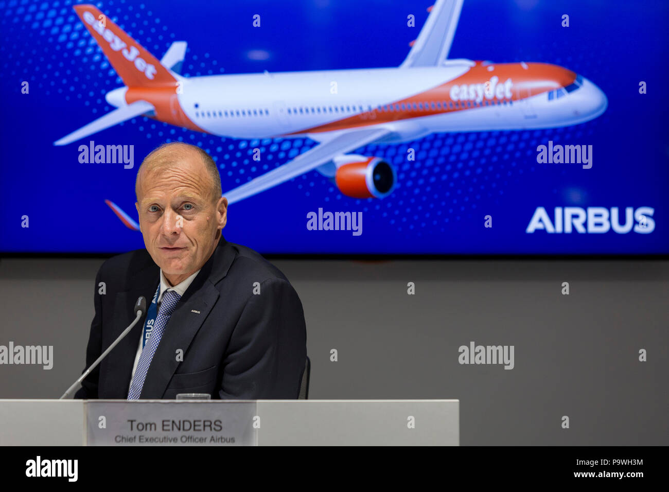 The CEO of Airbus Industries, Tom Enders at the Farnborough Airshow, on 18th July 2018, in Farnborough, England. Stock Photo